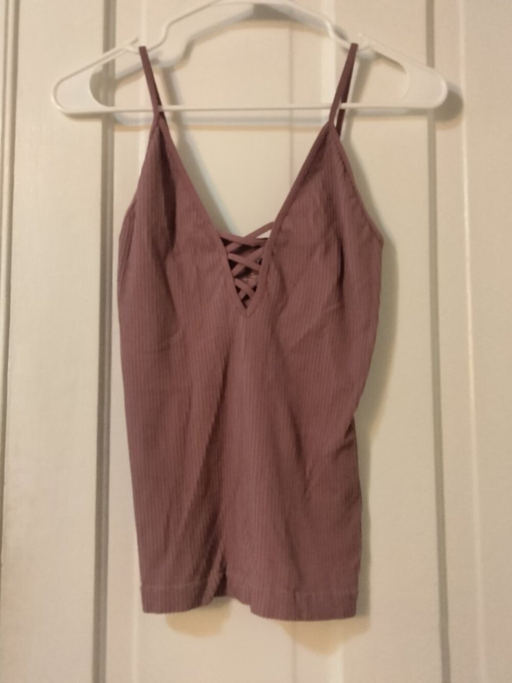 Intimately Free People Cami, Pink/Purple/Mauve, Ribbed, Laced Detail